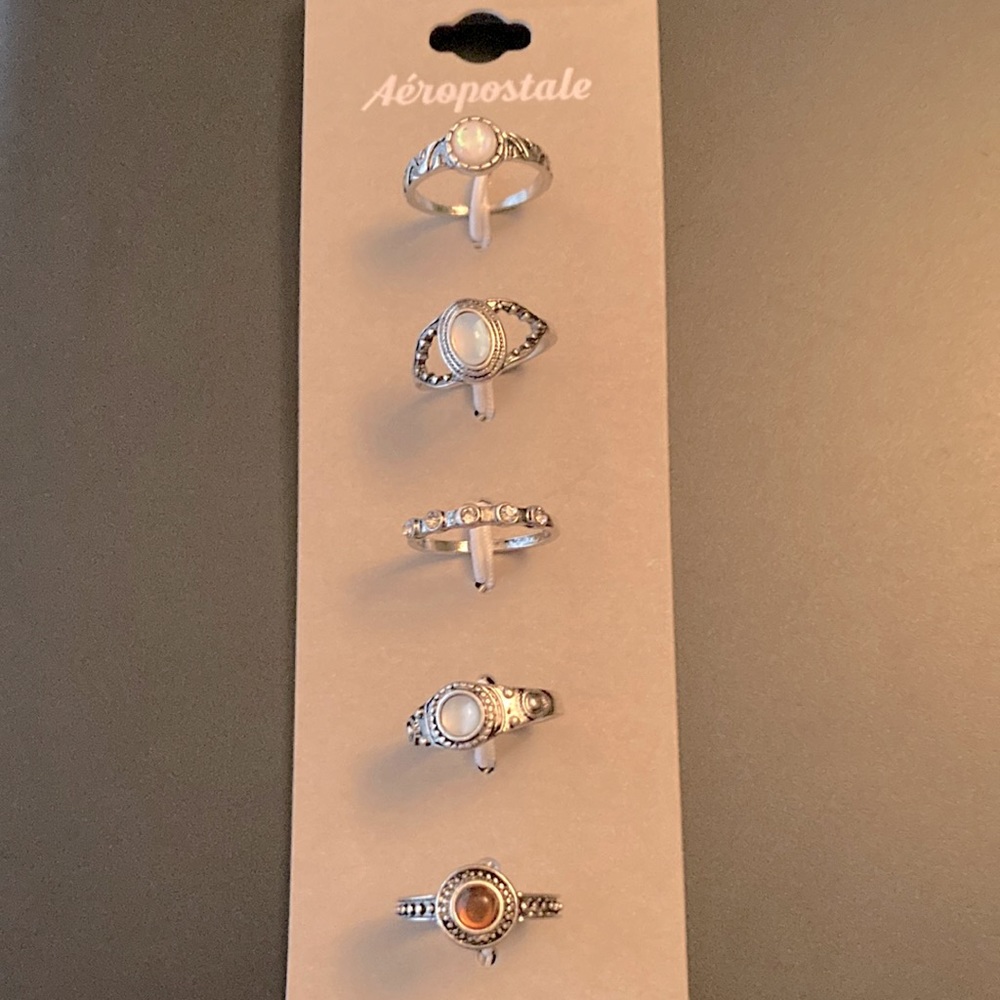 Aeropostale Silver Tone Ring Set